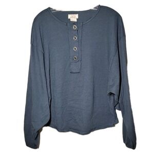 Ariat Pinon Henley Woman Large Blue Long Sleeve Top Casual Comfort